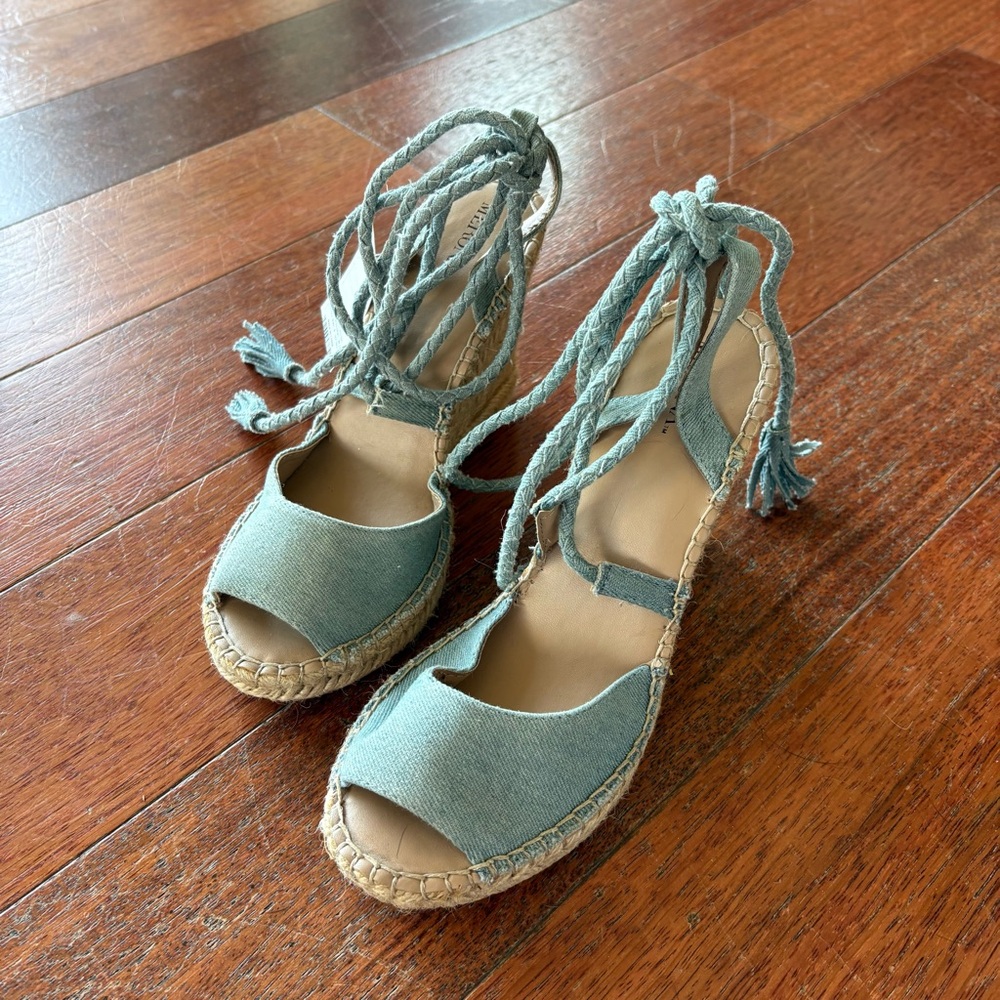 Denim Espadrille Wedge Heel Sandals